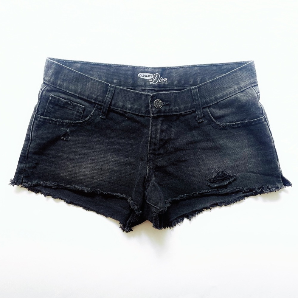 Women’s Sz 2 Old Navy Diva Distressed Black Denim Shorts